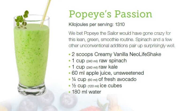 Popeyes passion NeoLife shake recipe. Weight Loss product