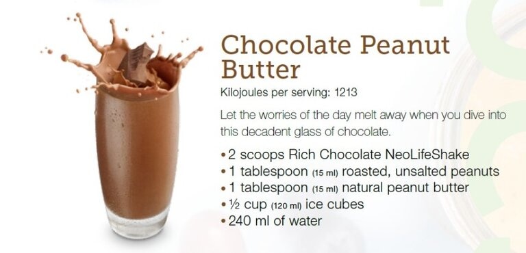 Chocolate peanut butter NeoLife shake recipe. Weight loss product